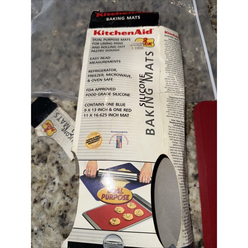 Kitchen Aid Baking Mats 9x13 And 11.625. Dual Purpose Line Pans Roll Dough 5172